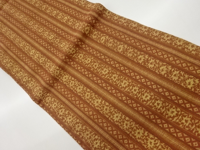 JAPANESE FUKURO OBI / TSUMUGI / WOVEN ABSTRACT FLOWER
